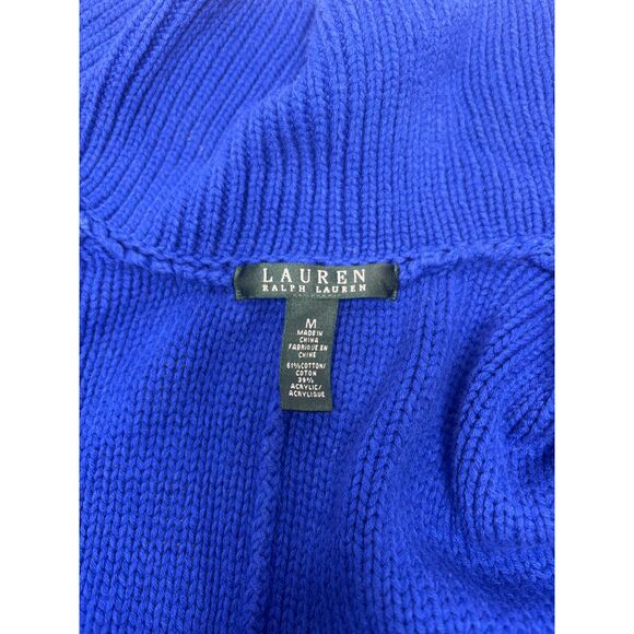 Lauren Ralph Lauren LRL Blue Cardigan Sweater Gold Toggle Flare Womens Designer - Picture 7 of 7